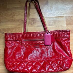 Coach Cherry Red Quilted Shoulder Bag